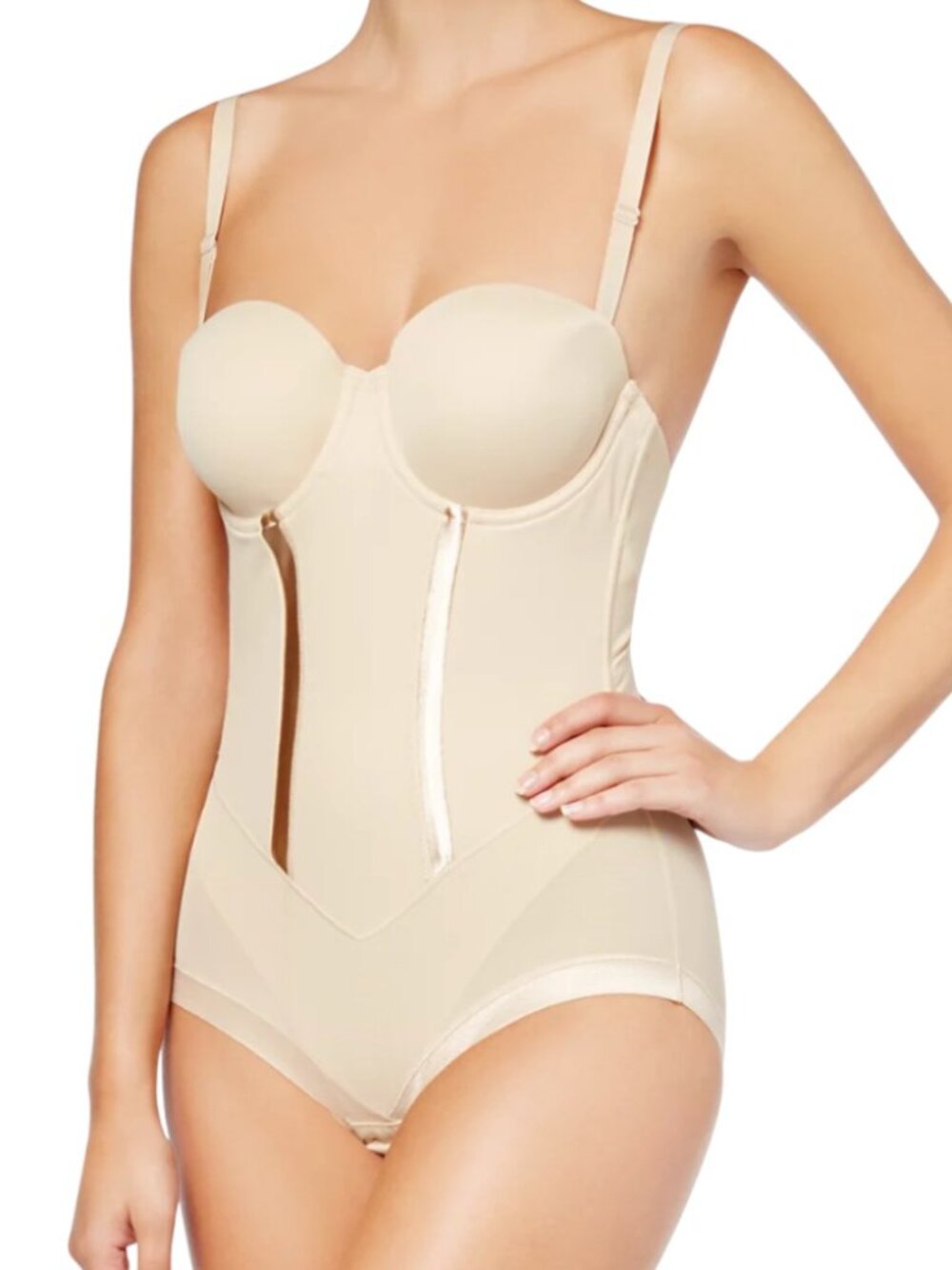 Maidenform Firm Tummy-Control Easy Up Strapless Bodysuit 1256 38D NWT